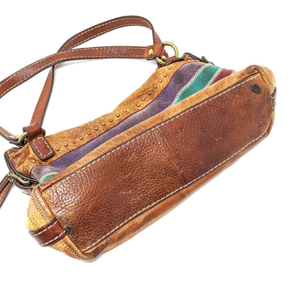 Fossil Vintage Womens Shoulder Bag Purse Leather Rainbow Multicolor Studded Y2K - Picture 3 of 10